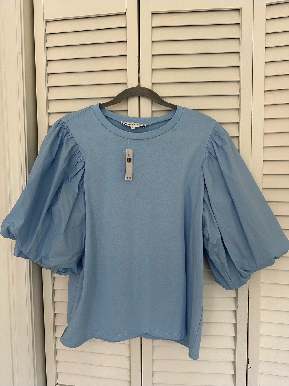 Anthropologie English Factory Light Blue Puff Sleeve Tee